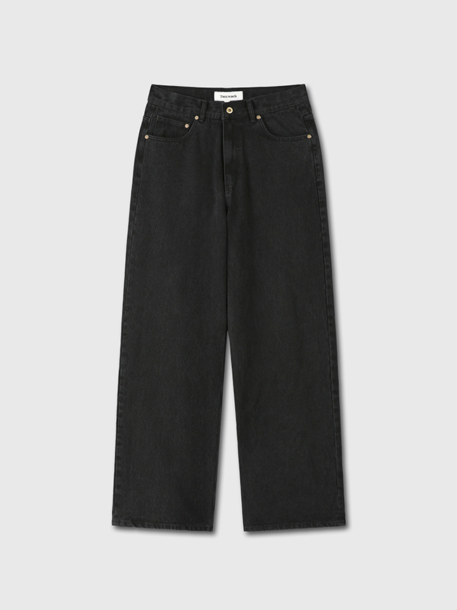 토니웩_ Wide-Leg Cut Denim Jeans [Washed Black]