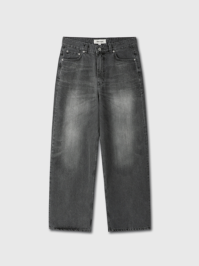 토니웩_ Wide-Leg Cut Denim Jeans [Light Washed Grey]