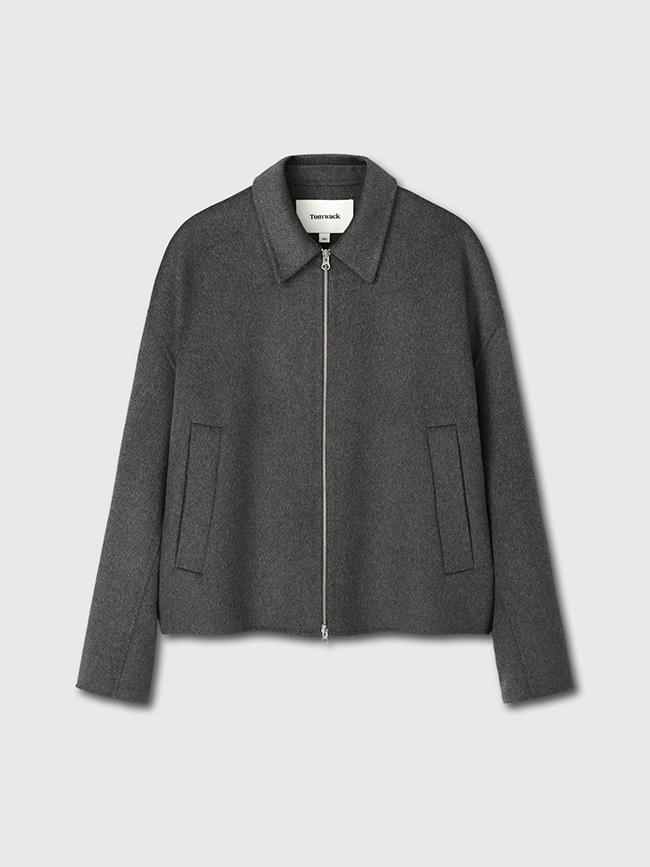 토니웩_ Handmade Cashmere Zipped Blouson Jacket [Charcoal]