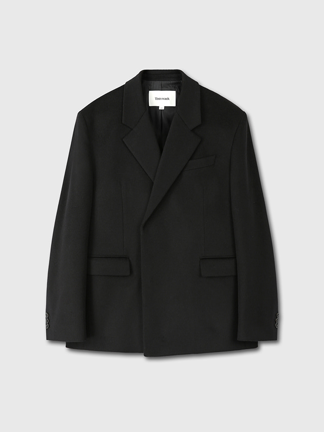 토니웩_ Cashmere Hidden Button Tailored Blazer [Black]