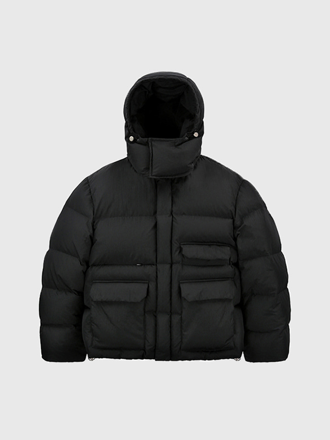 토니웩_ Technical Shell Short Puffer Down Jacket (Detachable Hood) [Black]