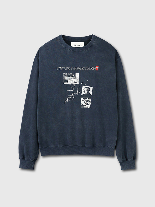 토니웩_ Crime Dept. Garment-dyeing Sweatshirt [Faded Navy]