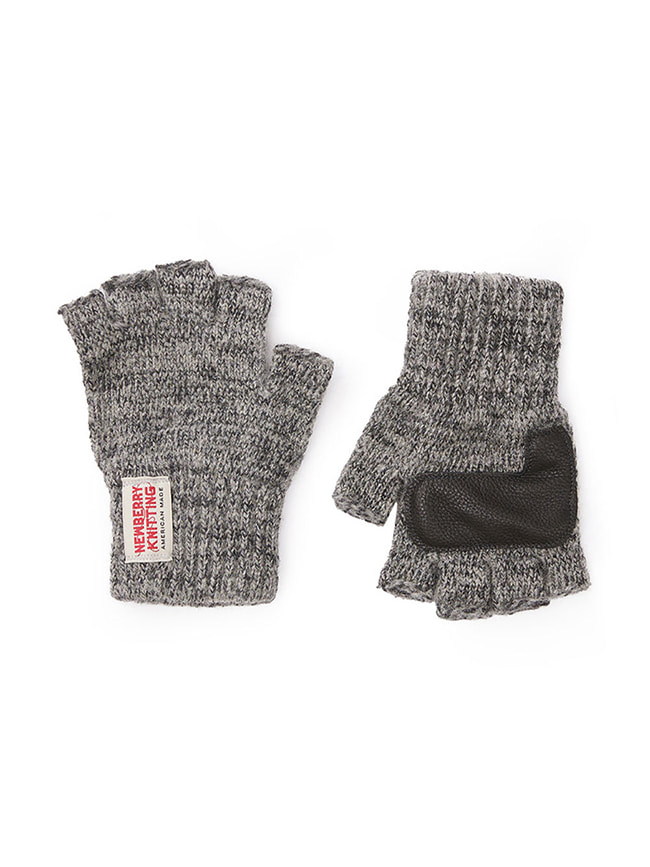 뉴베리니팅_ Deer Leather Fingerless Gloves [Charcoal /Black]
