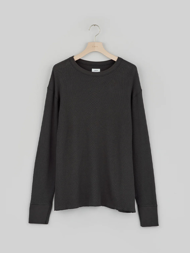 시오타_ Honeycomb Mesh Long Sleeve T-shirt [Dark Gray]