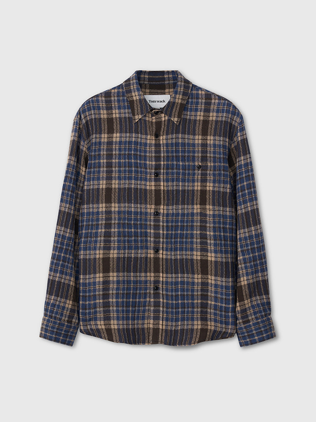 토니웩_ Light Wool Single Pocket Check Shirt [Blue]