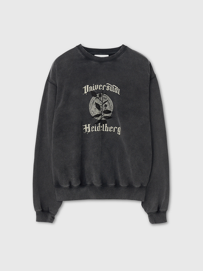 토니웩_ Embroidery Overlap College Sweatshirt [Faded Black]