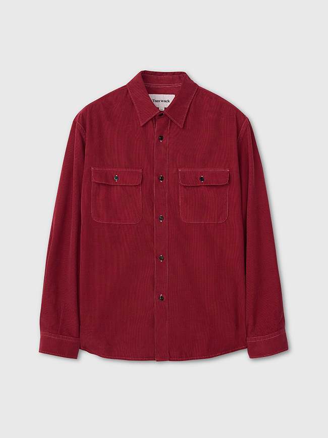 토니웩_ Garment-Dyed Corduroy Officer Shirt [Red]