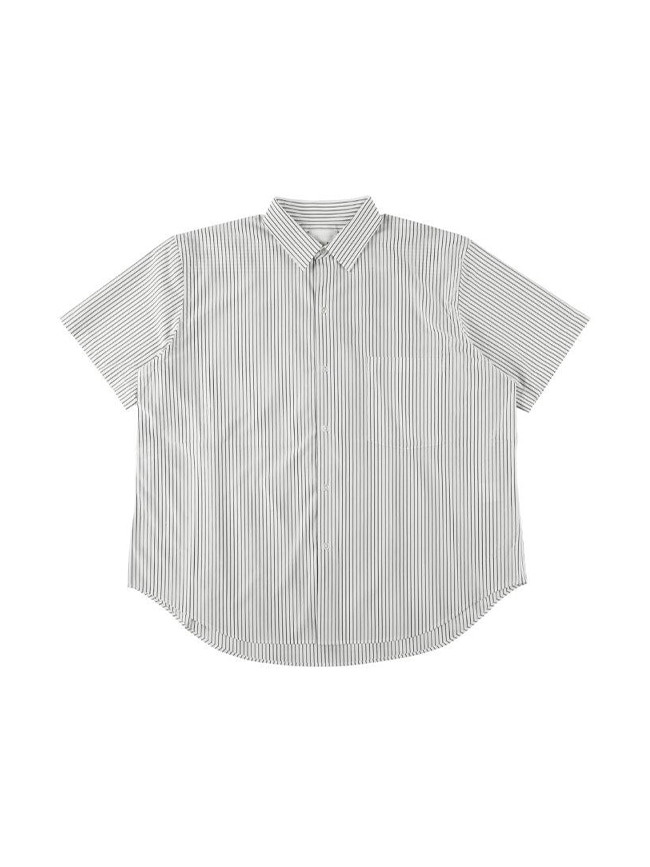 카네마사_ 46G Atmosphere Stripe SS Shirt [White/Navy]
