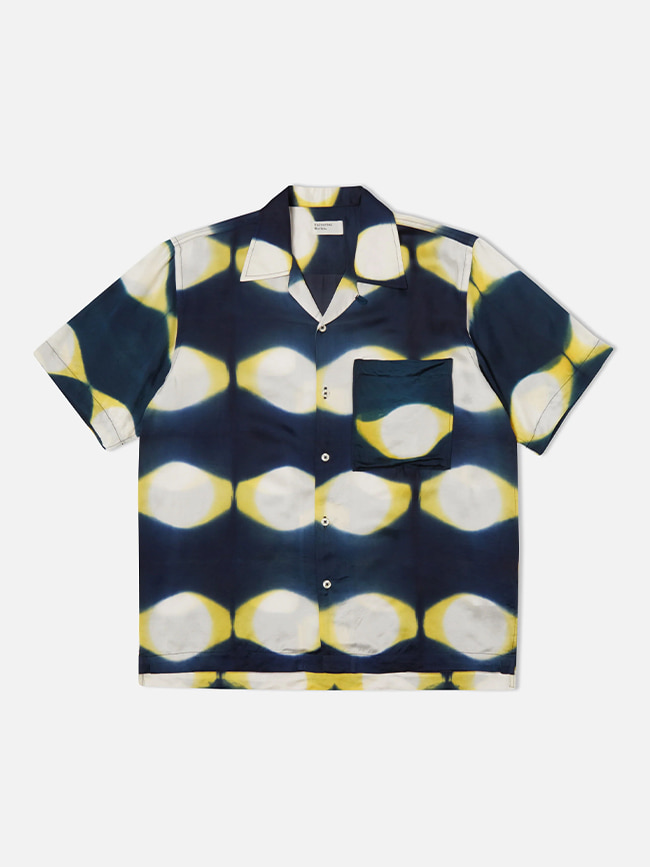 유니버셜웍스_ Camp Shirt Tie Dye [Navy/Yellow]