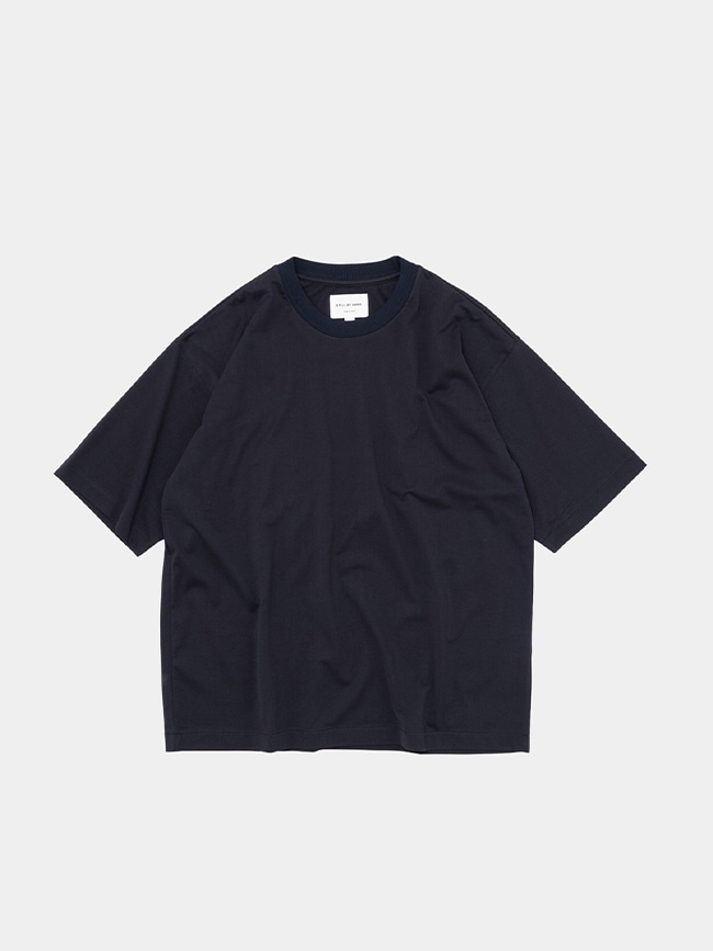 스틸바이핸드_ Knitted rib t-shirt [BLACK NAVY]
