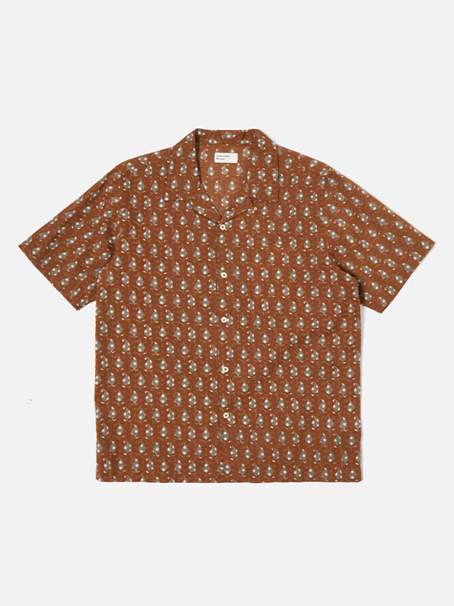 유니버셜웍스_ Road Paisley Block Print Shirt [Brown]