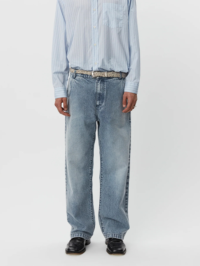 엠에프펜_ Straight Cut Jeans [Striped Blue]