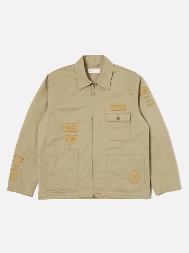 유니버셜웍스_ Gower Jacket In Twill Embroidered [Stone]