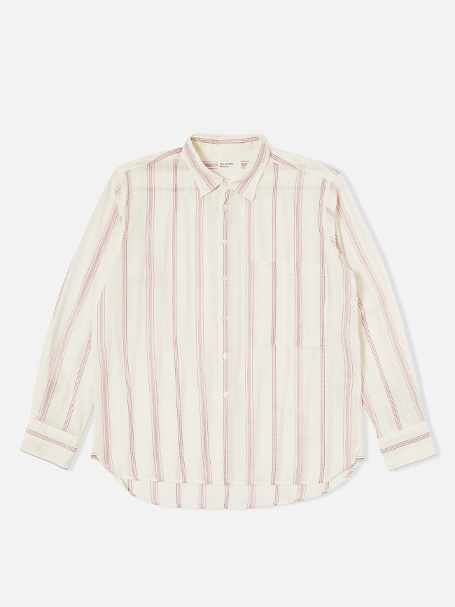 유니버셜웍스_ Square Pocket Hendrix Curry Stripe Shirt [Ecru/Lilac]