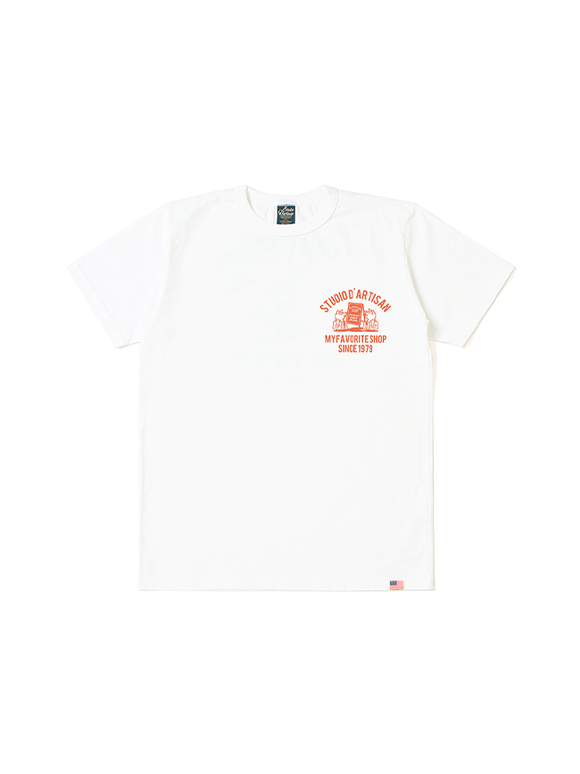 스튜디오 다치산 _ 8143A USA Cotton Printed T-shirt [White]