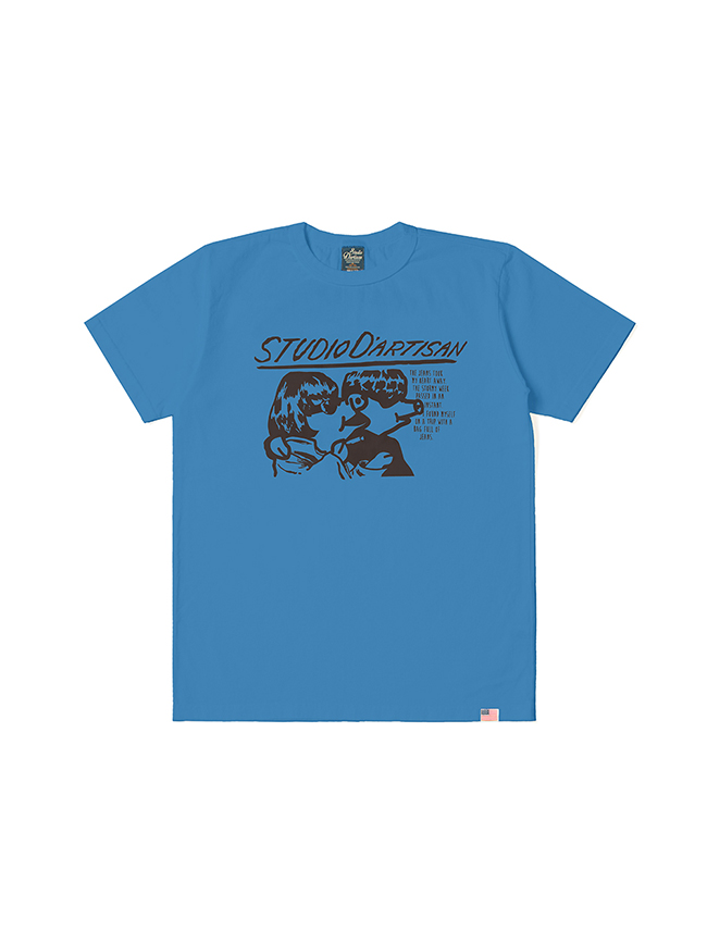 스튜디오 다치산_ 8144A USA Cotton Printed T-shirt [Blue]