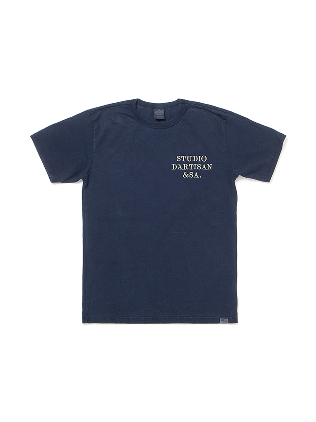 스튜디오 다치산 _ 8136A USA Cotton Indigo T-shirt (with print) [Dark Indigo]