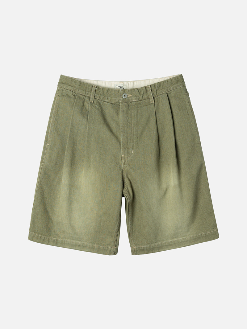 러프사이드_ 24SS  Washed Denim Shorts [Moss Green]