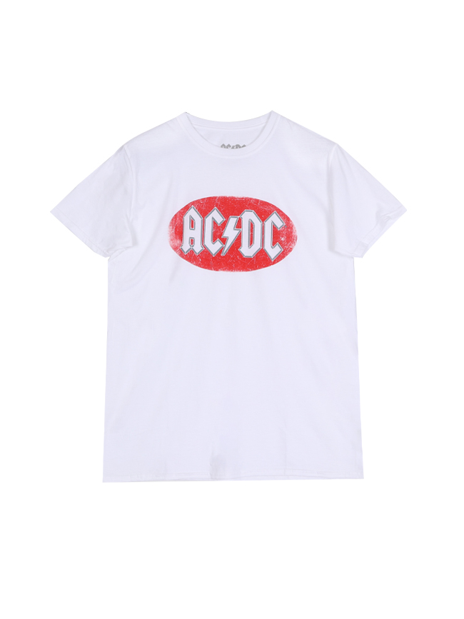 블리치아트_ ACDC Oval Logo Vintage T-Shirt [WHITE]