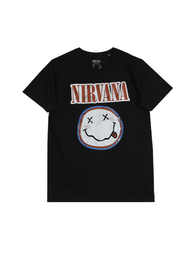 블리치아트_ Nirvana Distressed Logo T-Shirt [BLACK]
